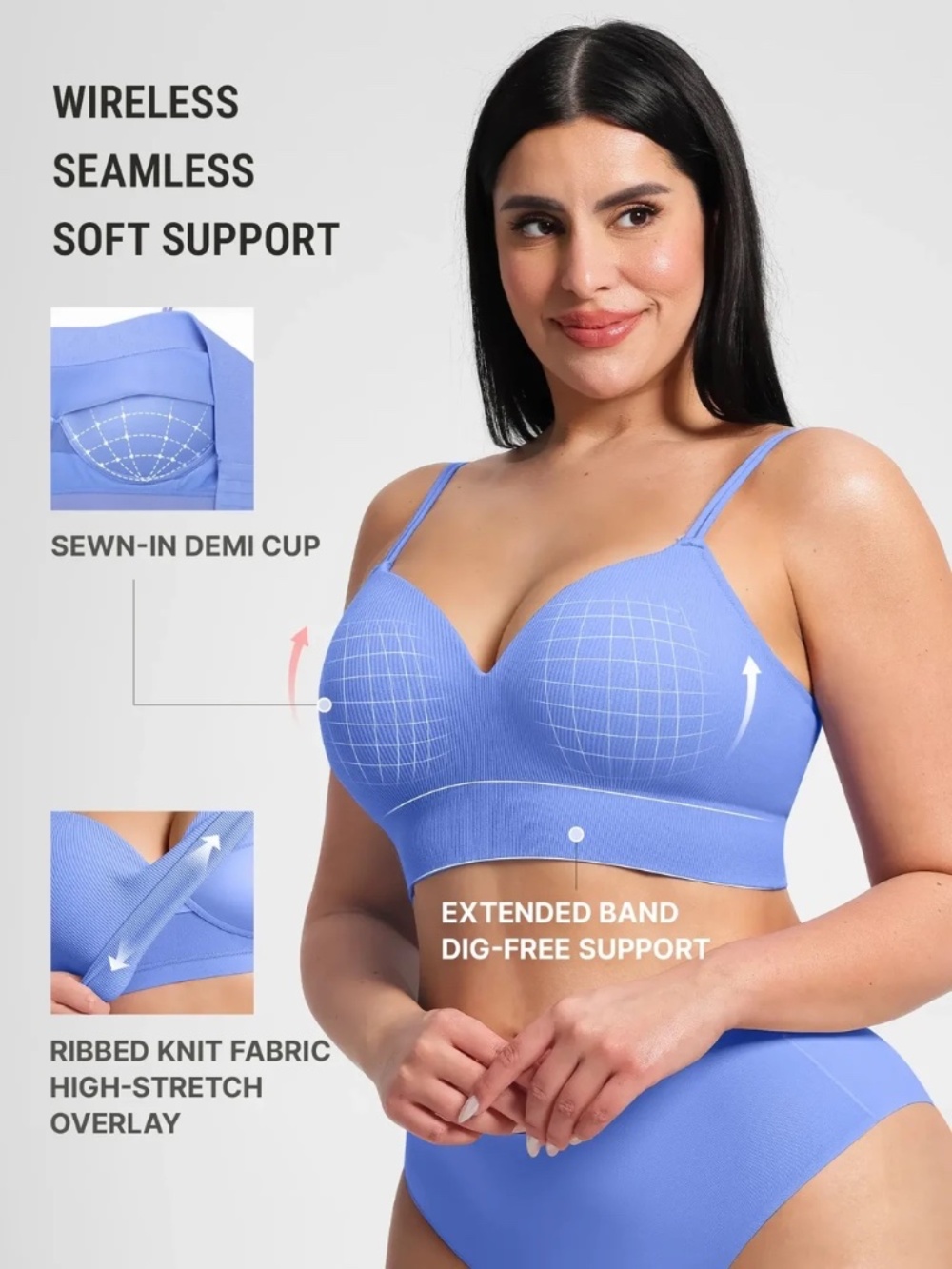 Wireless Ribbed Bra (Size M) - Picture 4 of 12